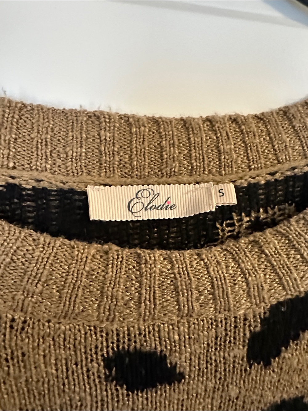 Elodie Leopard-Print Crewneck Sweater in Tan and Black - Picture 2 of 3